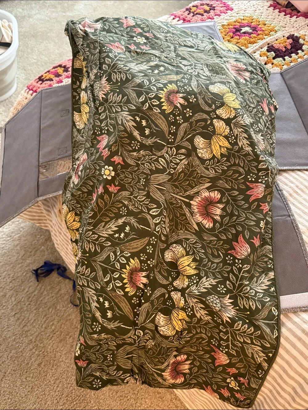 IKEA Floral Green Cotton Bedding Set – Botanical Pattern king duvet set